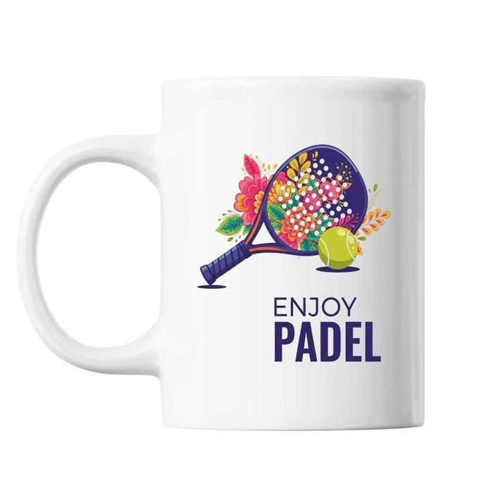 Mug Padel Illustration Colorée - Tasse en Céramique Padel, Idée Cadeau Originale pour Noël ou Anniversaire