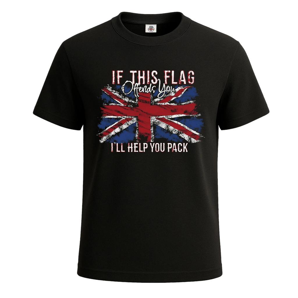Если этот флаг вас оскорбляет Union Jack Великобритания Футболка для мужчин Новинка UK Футболка Топ