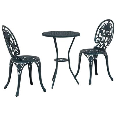 Garden Bistro Set 3 Pcs Green Aluminum