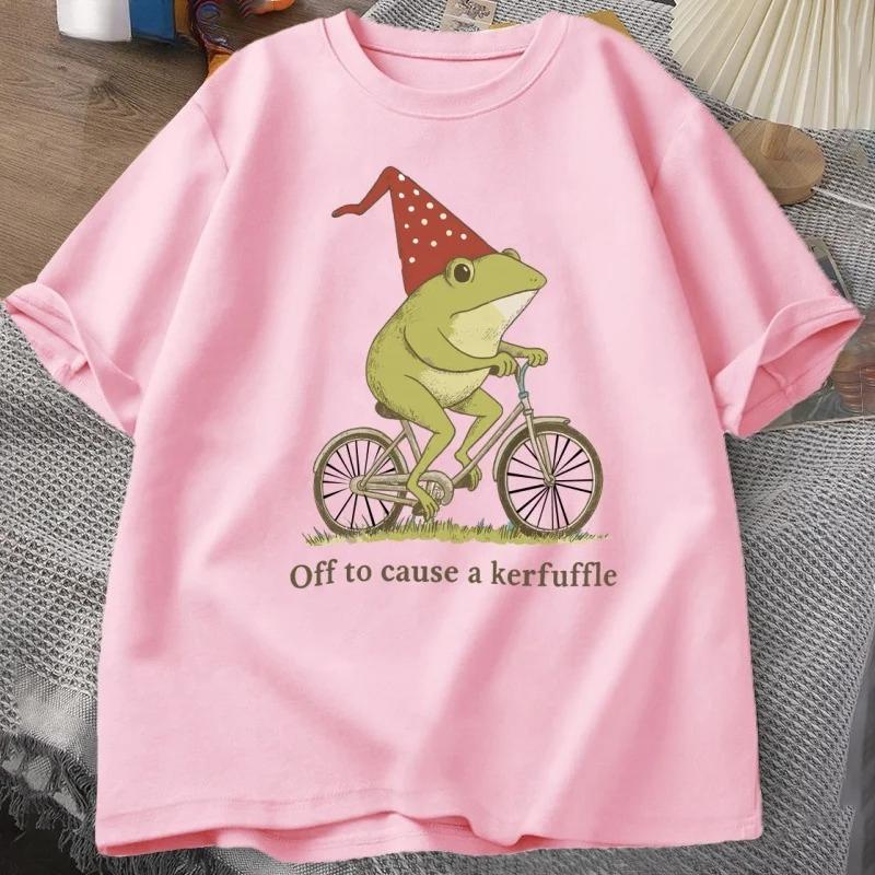 Off To Cause A Kerfuffle Frog TShirt Funny Weirdcore Sayings Unique Tshirt Adults Joker Unisex Graphic Tee Unisex Summer Tops Y2K