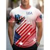 Summer American Flag Pattern 3D Printed Men's T-shirts Round Neck Short Sleeve Casual Harajuku Tops Streetwear Fashion Clothing