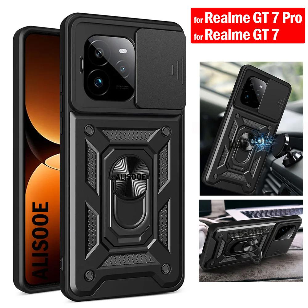 Для Realme GT 7 Pro / GT 7 Чехол Слайд Камера Броня Capa Подставка-кольцо Защита Задняя крышка для Realme GT7 Pro Противоударный Funda