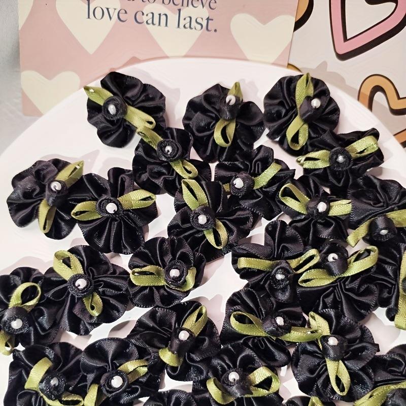 10 шт 3D атласная лента жемчужные розы цветок нашивка ручная работа аппликации шитье свадьба ремесло подарочная коробка украшение 3 см