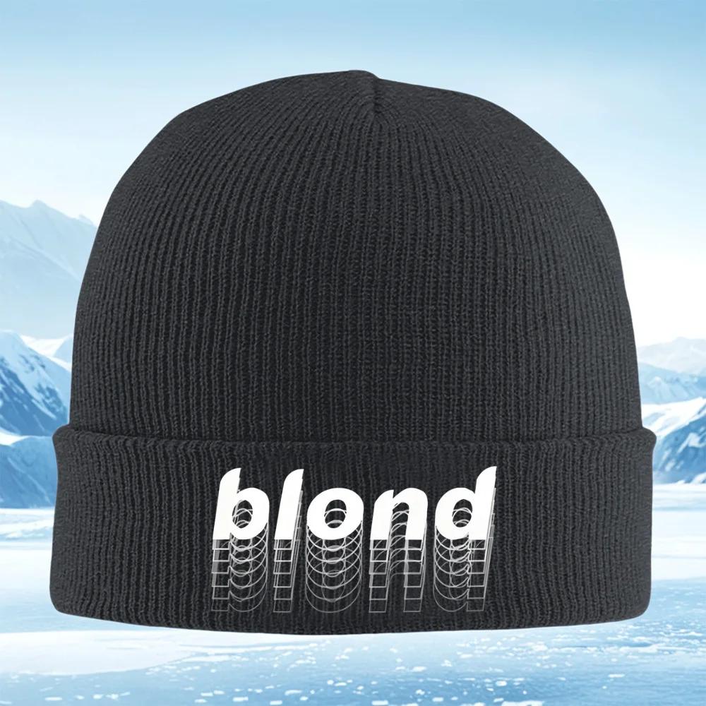 White D effect blond black background Knitted Hat Unisex Women Unisex Beanie Pullover Cap Winter Thermal Warm Christmas Outdoor Cy