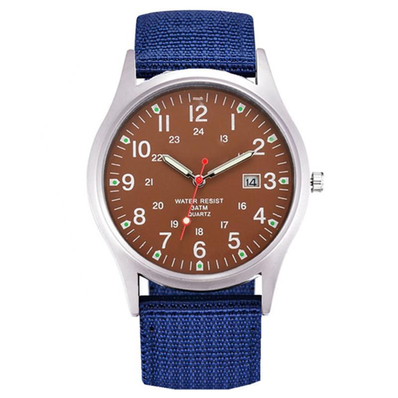 Мужские повседневные спортивные кварцевые часы с нейлоновым ремешком и функцией даты