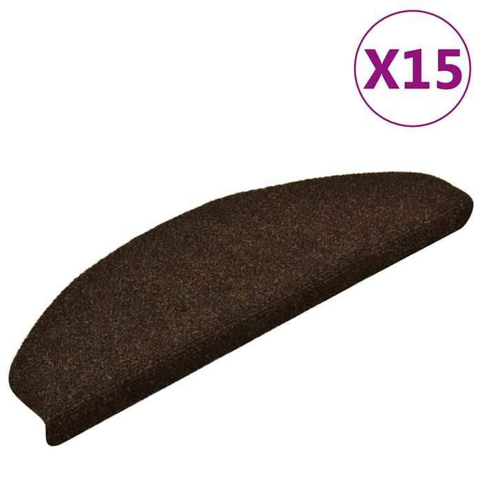VidaXL Self-Adhesive Stair Treads 15 Pieces 65 X 21 X 4 Cm Brown Semicircular Large 322351