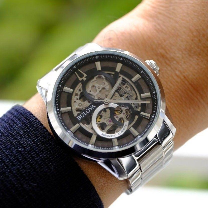 Б/у [В хорошем состоянии] Автоматические скелетные наручные часы BULOVA 96A208