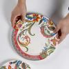 Креативные керамические тарелки в китайском стиле, уникальная круглая тарелка, вкусные домашние блюда, тарелка для стейка, изысканная цветочная посуда