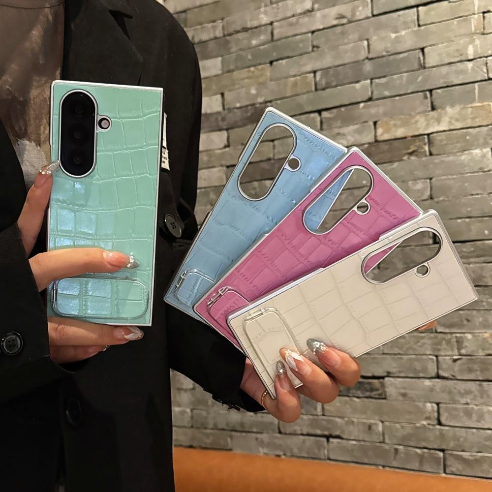Для Samsung Z Fold 7 6 5 4 3 Роскошный Тонкий Чехол-Бампер с Принтом под Крокодила, Противоударный, Защита от Падений, Зеркальная Крышка-Подставка