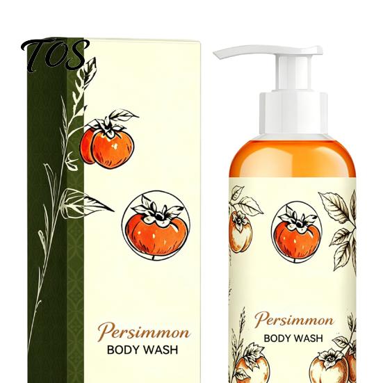 Travel Size Body Wash Persimmon Wash, 100ml Gentle Exfoliating Shower Gel with Fresh Friendly Fruit Scent, Deep Cleansing Mild Daily Cleanser