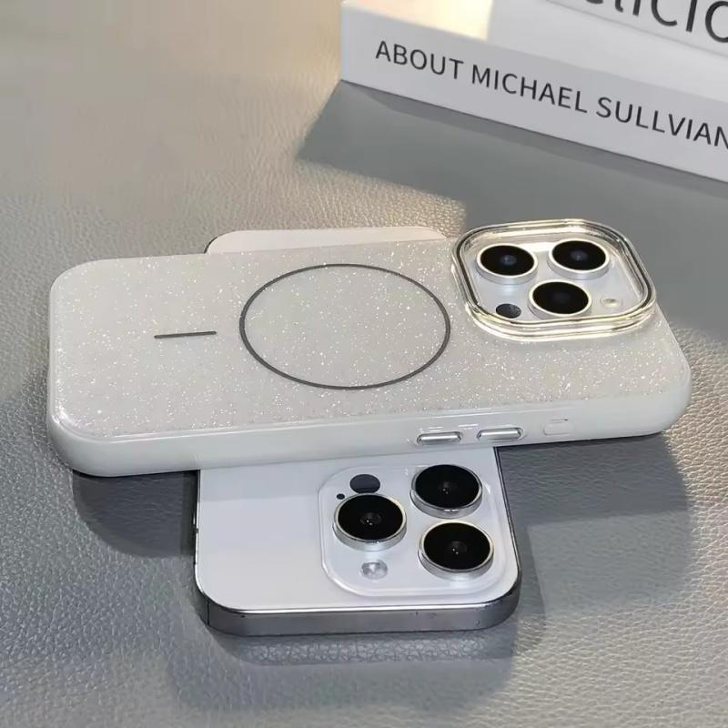 Роскошный блестящий чехол Magsafe Magnetic Case для iPhone 16 13 15 14 11 12 Pro Max Wireless Charge Силиконовый противоударный чехол