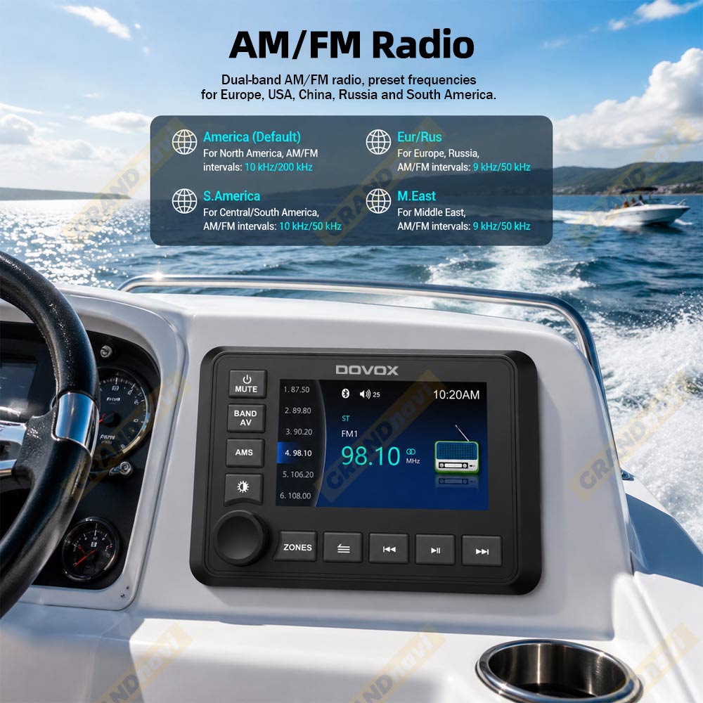 Marine Stereo 4.1inch TFT Display Boat MP5 Radio Player Support Bluetooth FM AM For Yacht Gauge ATV UTV SUV RV Cart Motorcycle