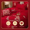 Luxury Dragon & Phoenix Embroidered Wedding Bedding Set - 4-Piece Festive Red Quilt for Newlyweds