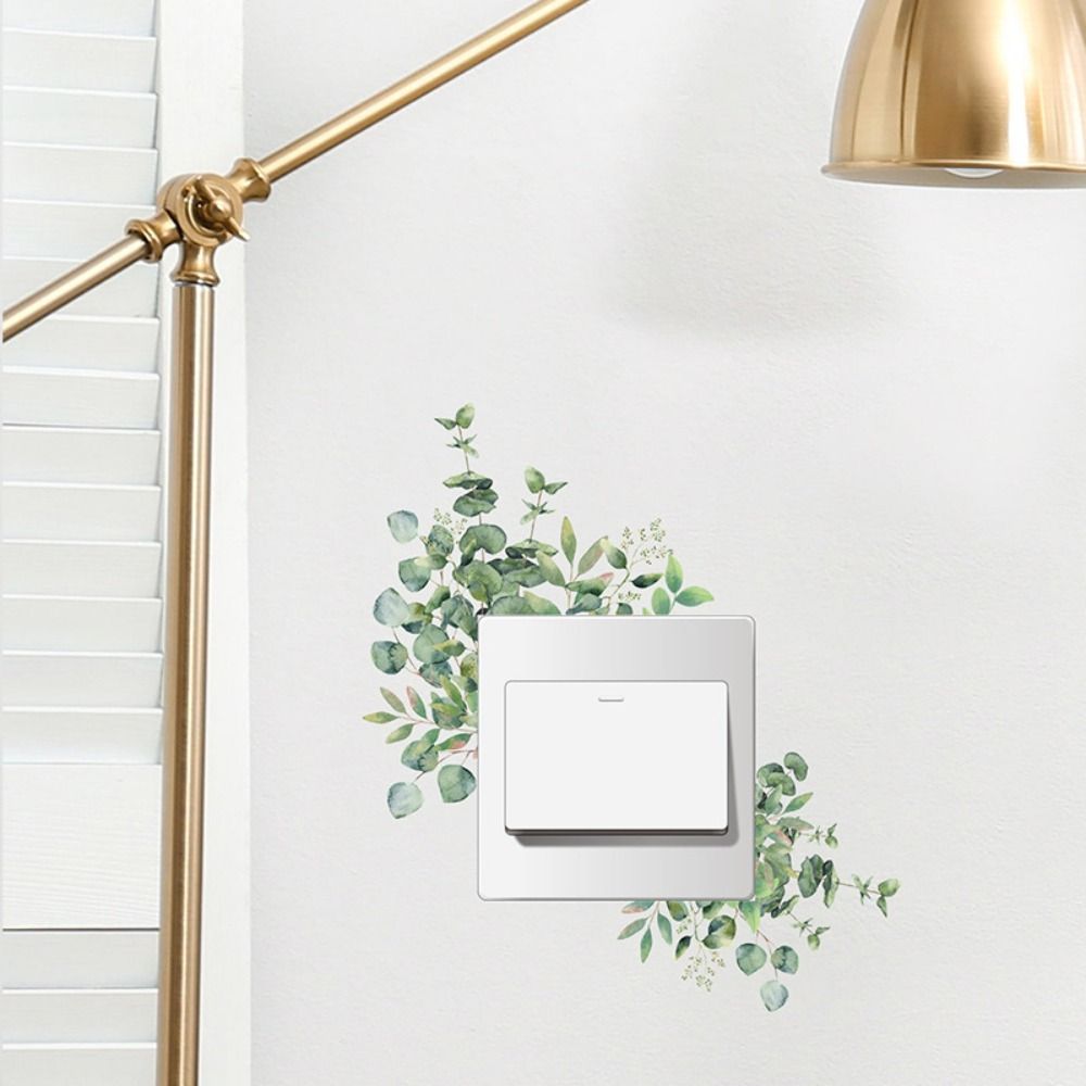 Растение Зеленые Листья Растения Наклейка Долговечная Цветок Наклейка на Выключатель Настенная Роспись Комната
