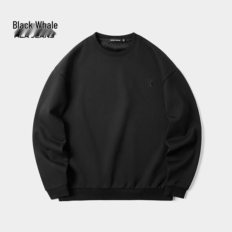 HLA Black Whale Men's Fleece-Lined Sweatshirt