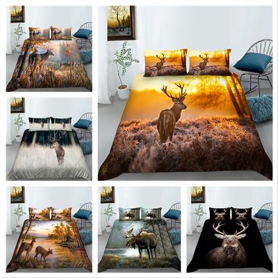 Комплект постельного белья серии 3D Deer с рисунком животных, пододеяльник, наволочка, 2 или 3 предмета, подходит для украшения дома в комнатах для любителей животных