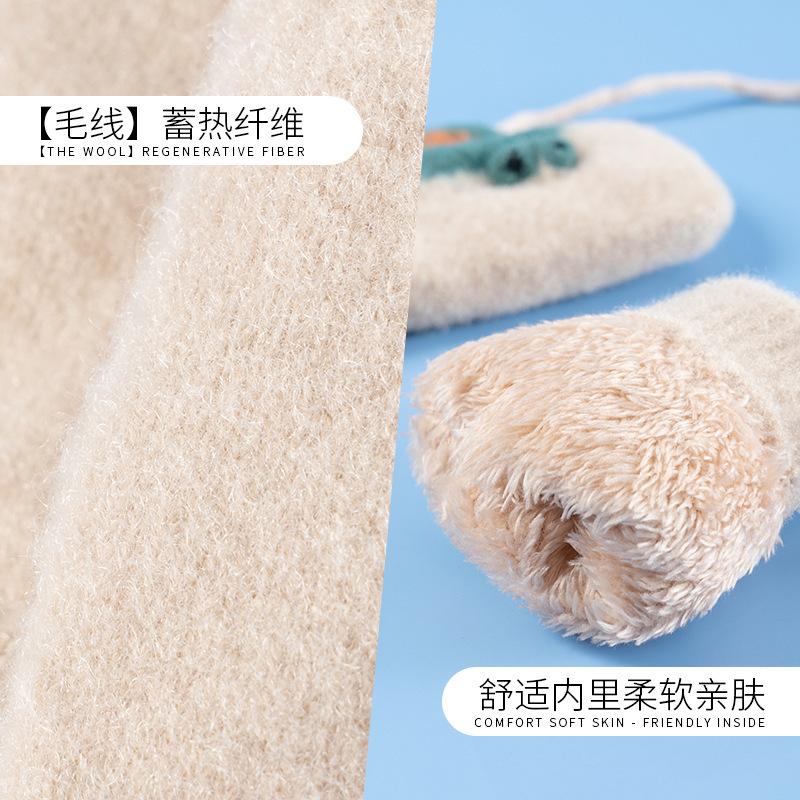 Детские термоперчатки Xuehuaxiu, милые мультяшные вязаные на шее, двухслойные бархатные утепленные варежки оптом