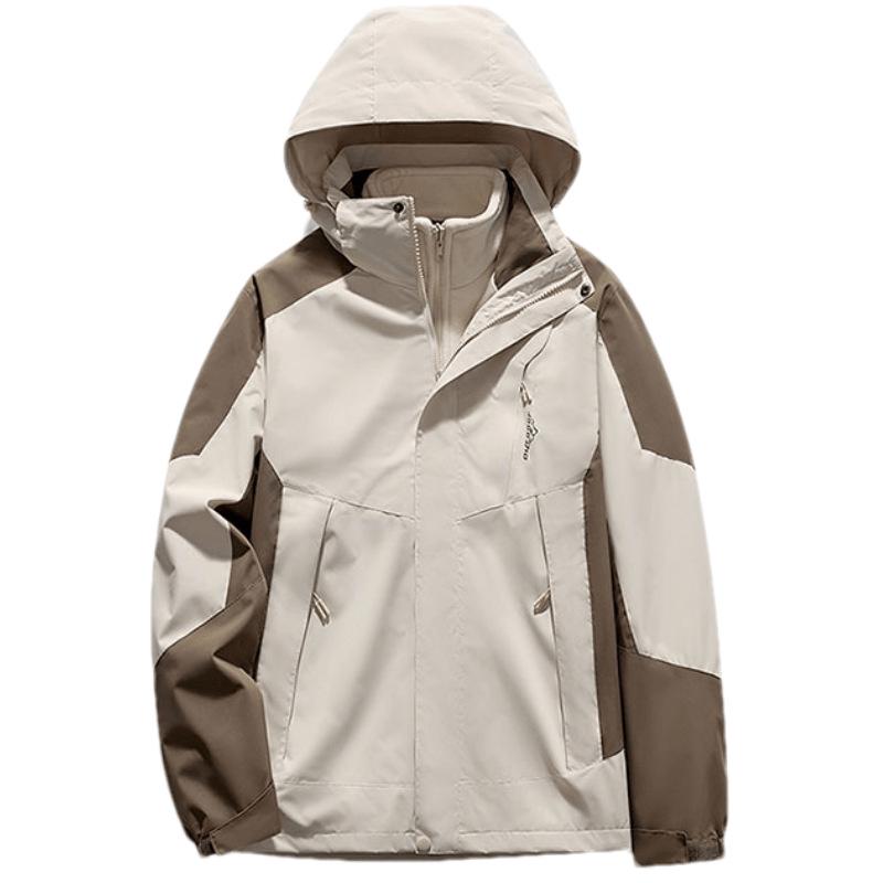 Мужская и женская ветрозащитная водонепроницаемая горнолыжная куртка 3 в 1 со съемной бархатной подкладкой — теплый, плотный и дышащий костюм для активного отдыха.