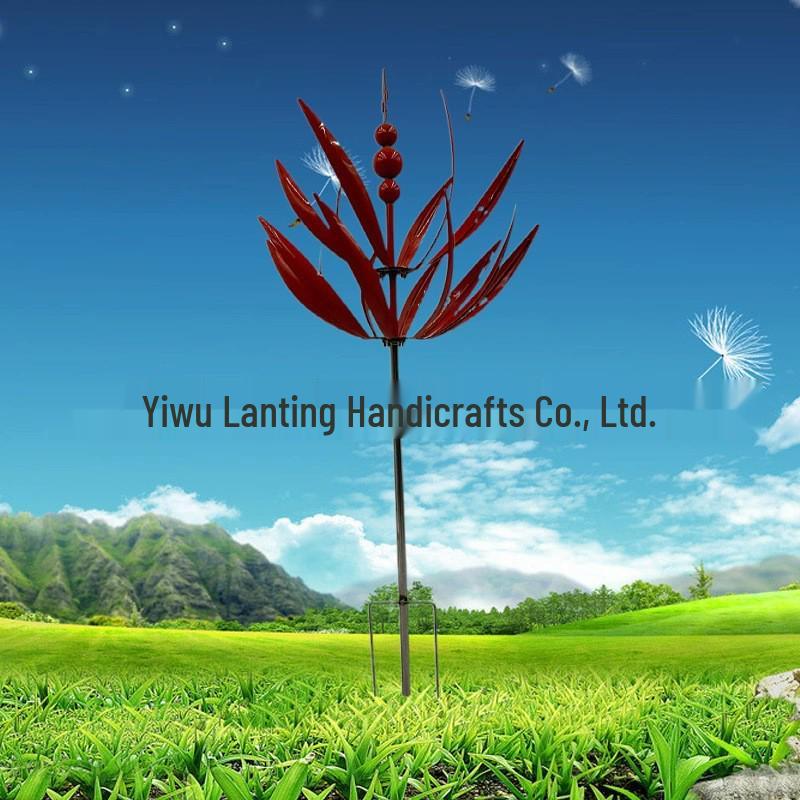 Металлический уличный кинетический ветряк-спиннер: Художественное кованое украшение для двора ручной работы