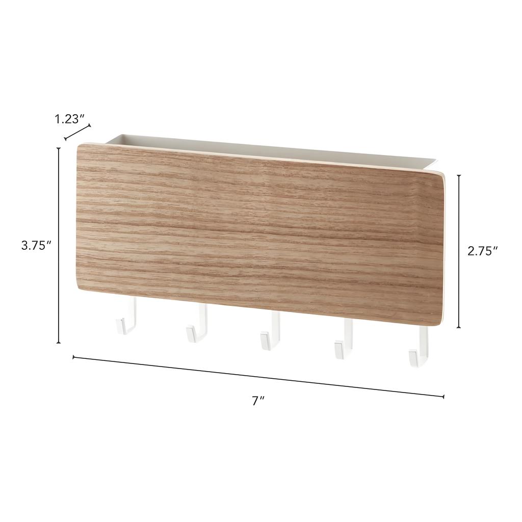 Rustic Wall Mount Key Holder Organizer | Wooden Shelf with Hooks for Entryway Storage | Farmhouse Decor Mail & Sundries Rack