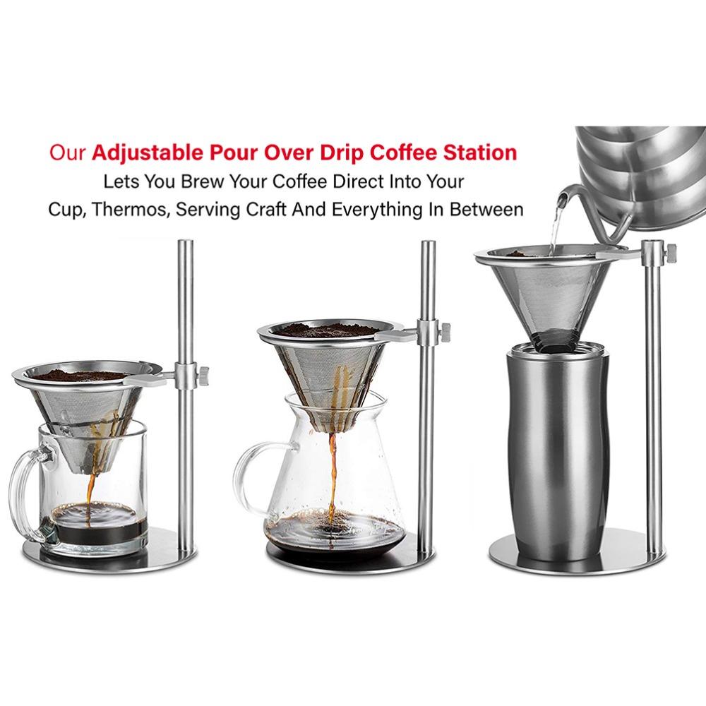 Stainless Steel Coffee Dripper Stand Adjustable Height Pour Over Stand Home Coffee Making