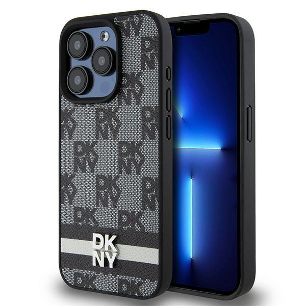 DKNY DKHCP15XPCPTSSK iPhone 15 Pro Max6.7" black/black hardcase Leather Checkered Mono Pattern & Printed Stripes