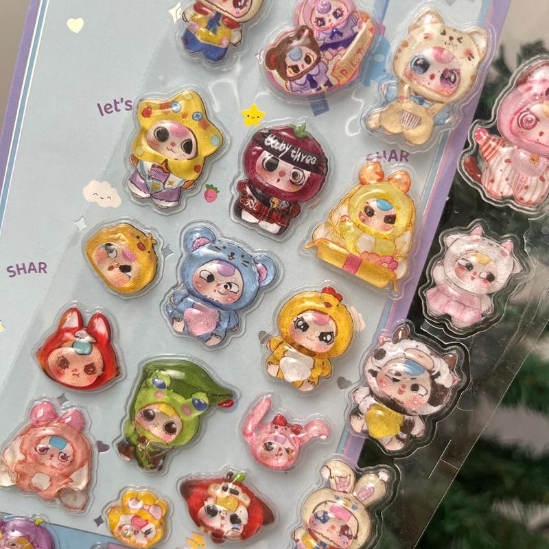 3D Solid Relief Jelly Stickers Strawberry Cake Candy Stickers For Diy Phone Case Scrapbook