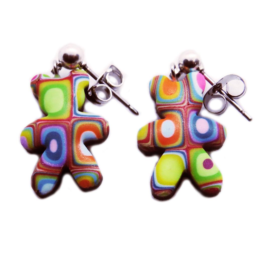 Les Trésors De Lily [R6430] - Handmade 'Colombine & Harlequin' Multi-colored Earrings (teddy) - 17x13mm