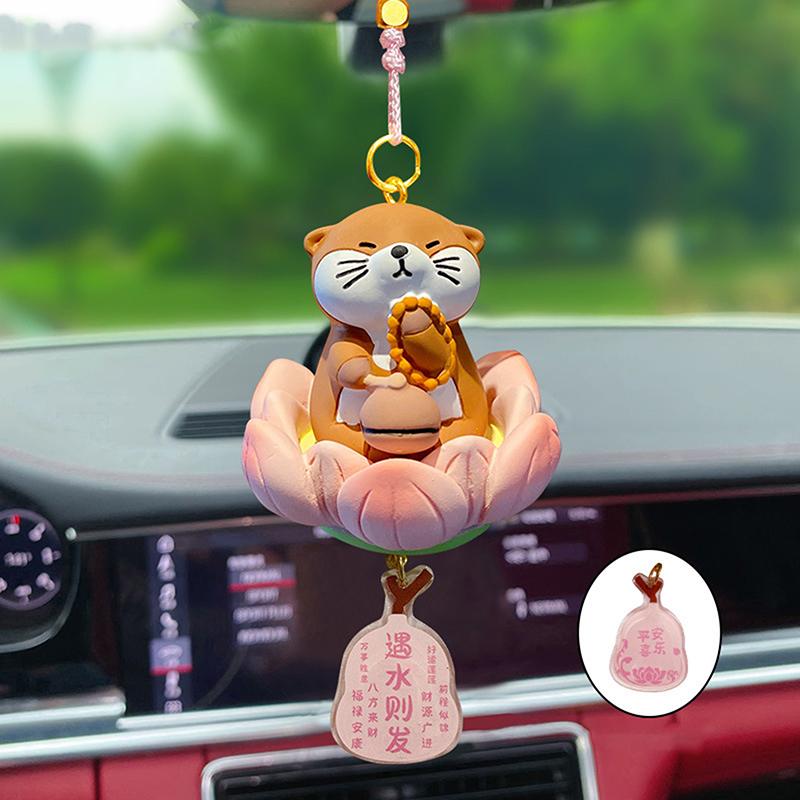 Качающееся животное Капибара Автомобильный кулон Удача Лотос Основание Автомобильный подвесной орнамент Кошка Панда Авто Зеркало заднего вида Подвеска Домашний декор