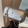 Trendy Textured Women Barrel Bag Summer Popular All-Matched Chains Solid Color Female Crossbody Bags Chic Ladies Pack