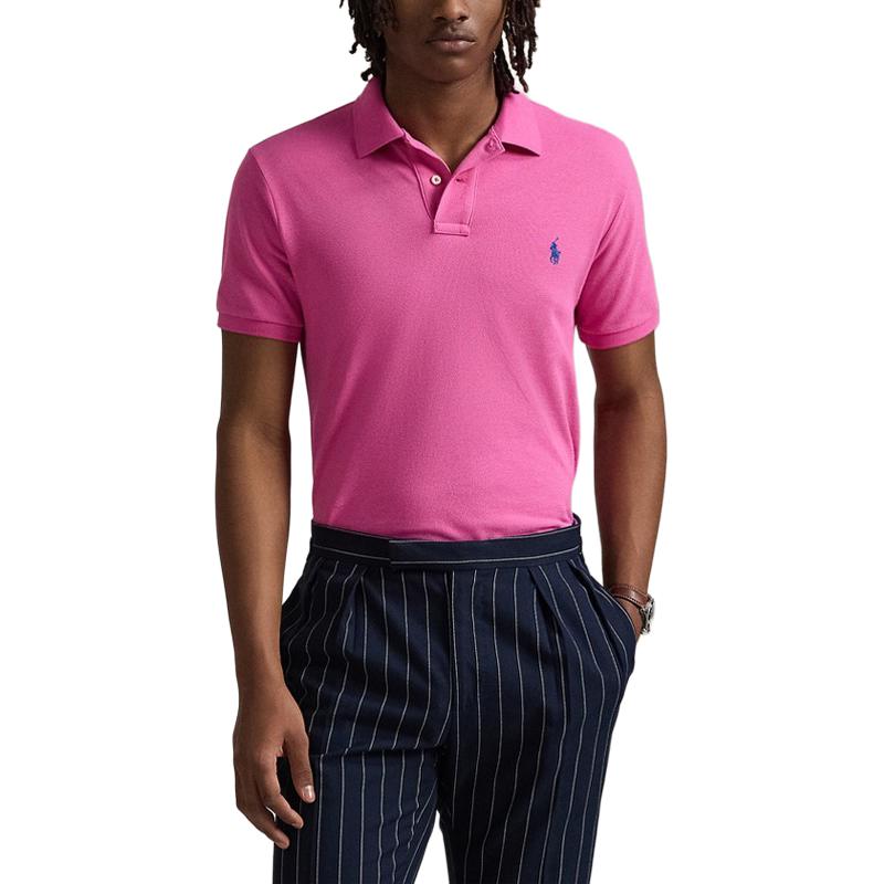 Мужская рубашка поло Polo Ralph Lauren Custom Slim Fit из хлопкового пике, розовая, MNPOKNI1N823387-650