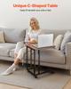 C Table, C Shaped Sofa Side Table with Metal Frame Rolling Casters, Portable C Shaped End Stand for Living Room Bedroom Office, 19.69 x 13.78 x 23.82