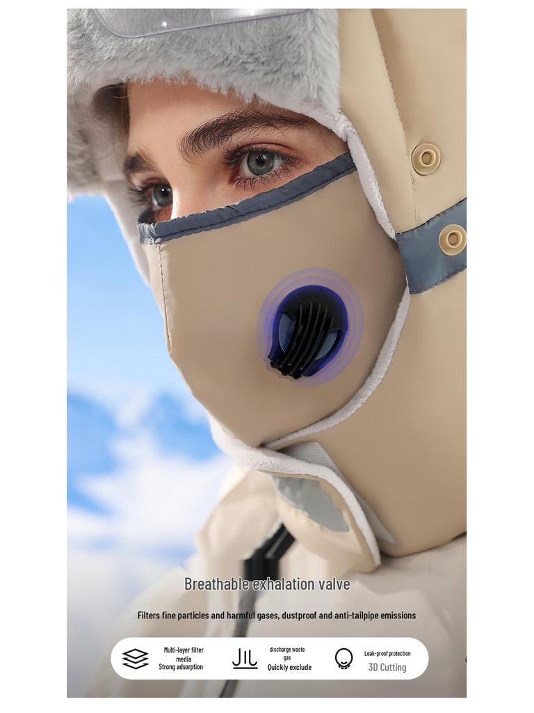 Зимняя шапка-ушанка для мужчин и женщин: Катание на лыжах на открытом воздухе, Подкладка из бархата, Теплые с очками, Ветрозащитные и водонепроницаемые