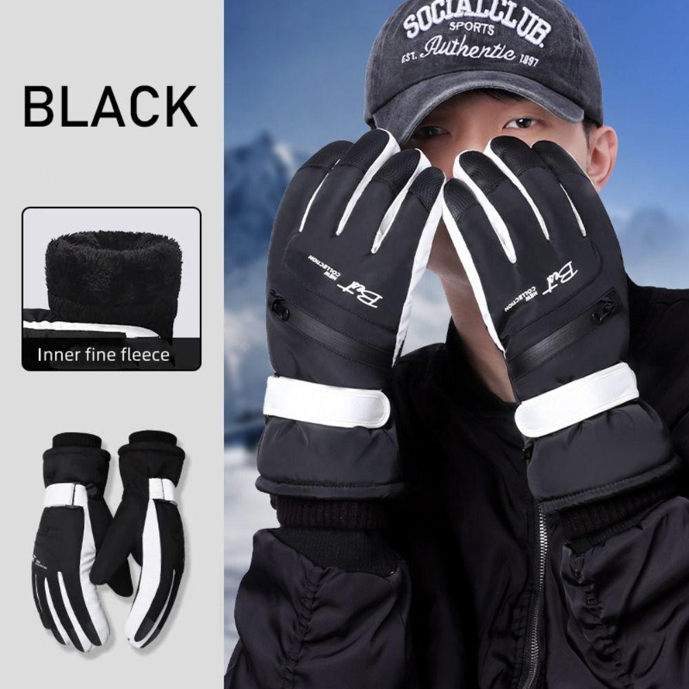 Thicken Winter Ski Gloves with Storage Bag Card Holder  Gloves Snowboard Gloves  Girls