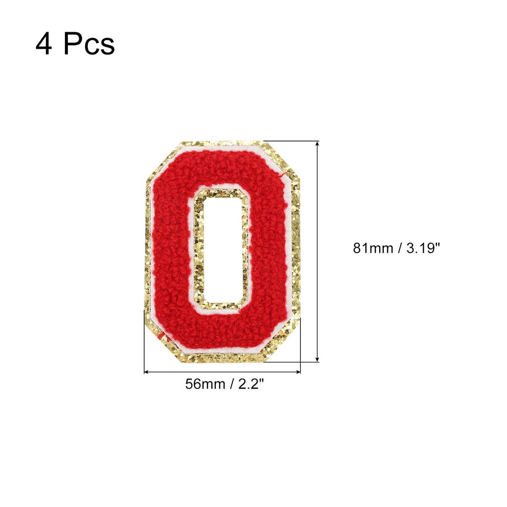 4pcs Embroidered Letter Patches Chenille Letter Patches Iron on Letter Patches Embroidery Patch Iron for Clothing Shoes Hats Red