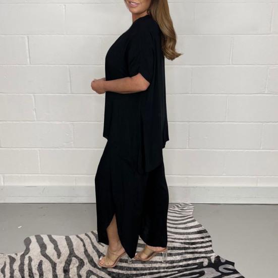 2 шт./компл. футболка длиной до щиколотки, комплект брюк с эластичной резинкой на талии, модные женские брюки больших размеров