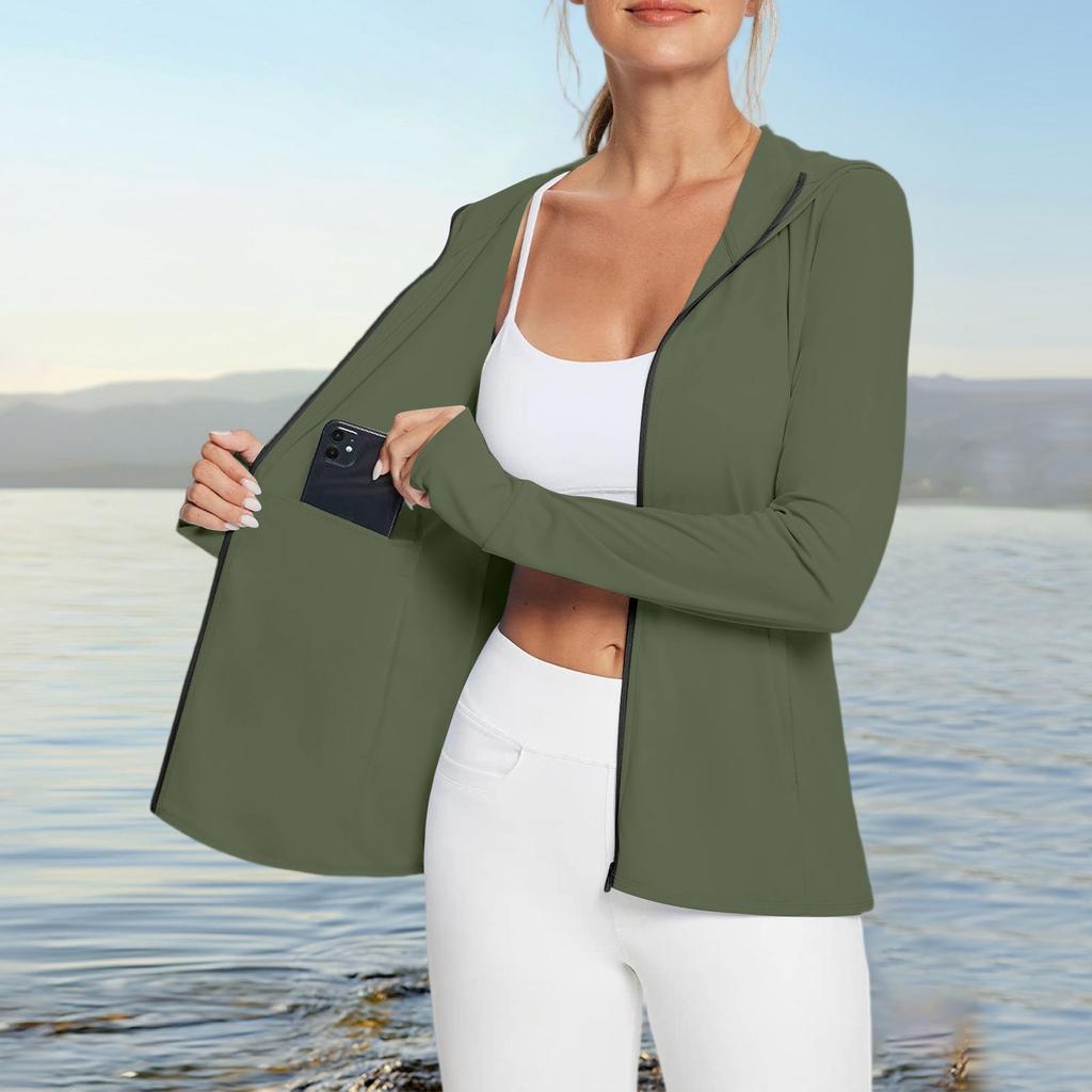 Женская рубашка от солнца Ice Silk Hoodie с длинным рукавом Outdoor Hiking Summer Coat