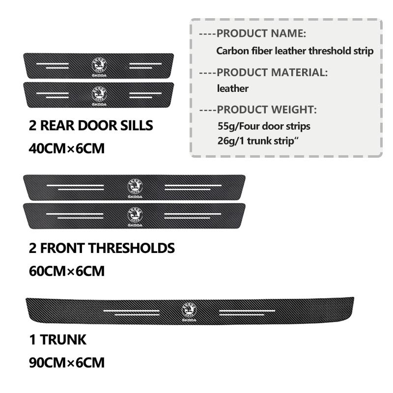 Car Interior Door Sill Strip Carbon Anti-Scratch Protector Sticker For Skoda S Kodiaq Octavia 2 3 Yeti Karoq Rapid Fabia VII VRS MQ1