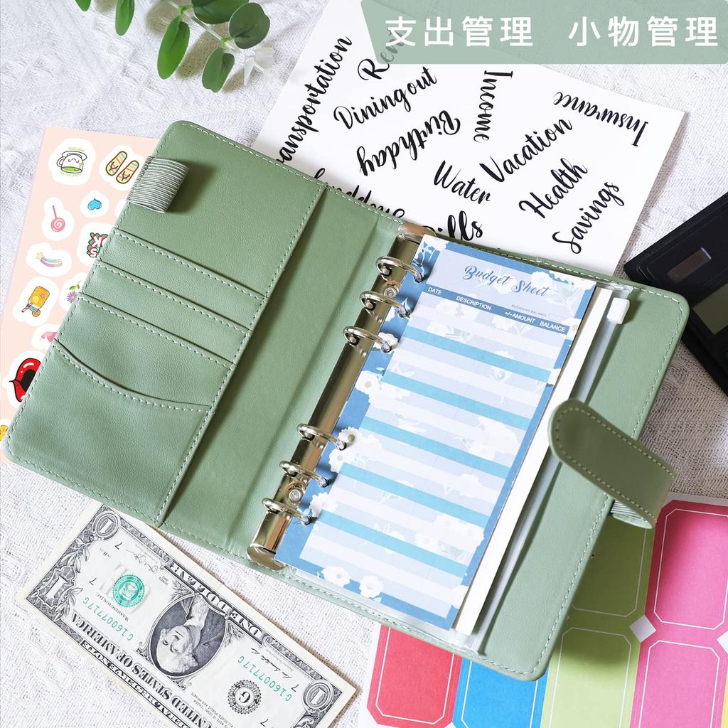 Sitengle A6 6 Бюджет PU 12 Удобный набор с домашними деньгами, домашними счетами, деловыми записками, системой блокнотов с отрывными листами, отверстиями, переплетом,