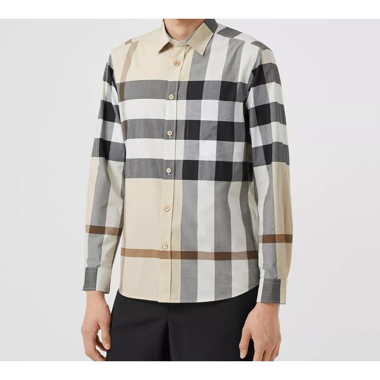 Burberry Shirts Men's Greige Pointed Collar Moderate Shirt 80258511