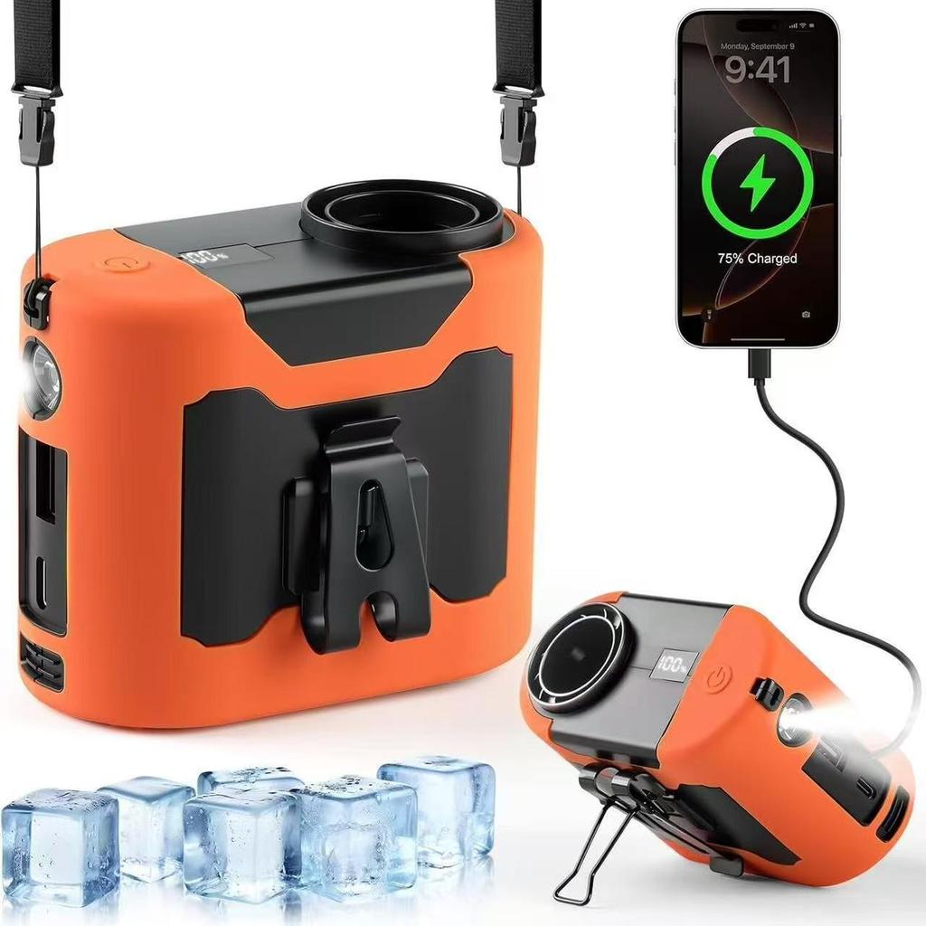 Portable Dual-Outlet Waist Fan, 20,000 mAh with High Wind Power for Outdoor Construction and Meetings