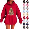 Ladies Fashion Casual Long Sleeve Printed Round Neck Hoodie Pullover Top With  Pockets