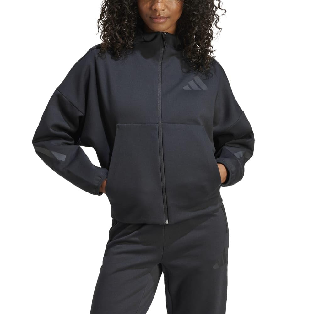 Adidas Hoodie KTJ91 Black Size L Z.N.E. Full-Zip Women's (JE7848)