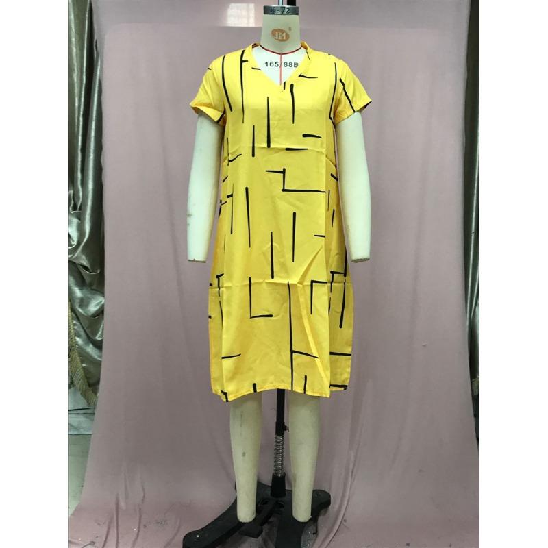 Женские летние платья больших размеров с принтом, свободные платья с v-образным вырезом и короткими рукавами