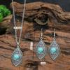 GemChic Женское новое винтажное ожерелье с подвеской из бирюзового сплава, комплект из двух предметов, классический подарок на день рождения, Рождество