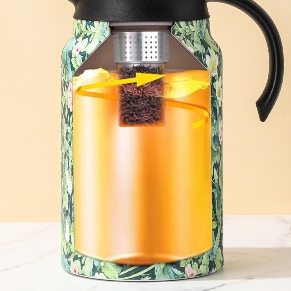 Chinese Style Retro Flower Insulated Kettle Hot Water Stainless Steel Vacuum Flask Vintage Floral Printing Water Cup for Outdoor