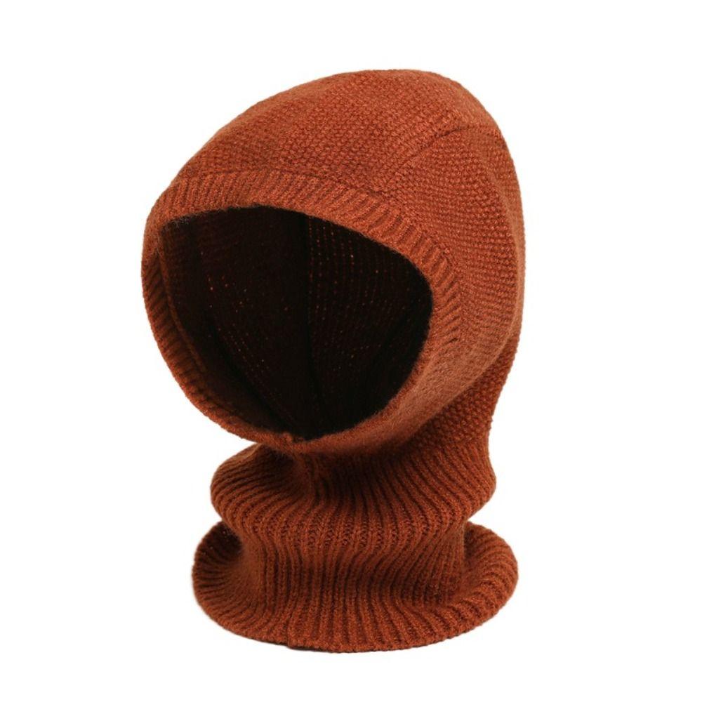 Woolen Balaclava Hat Windproof Neck Collar Beanies Cap Casual Knitted Hooded Cap Male/Female