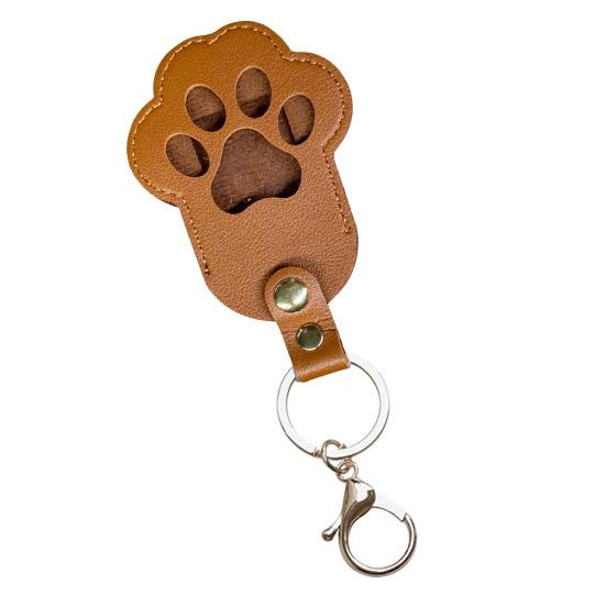 Pet Memorial Keychain Pendant Dog Cat Claw Design Faux Leather Pet Hair Memorial Keychain Pet Accessory