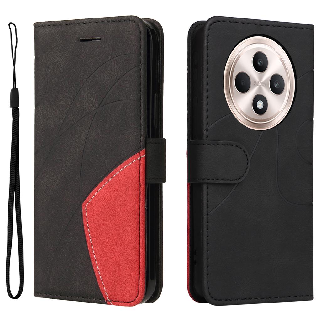 For Oppo Reno12 F 4G Leather Case Wallet Stand Color Splicing Phone Cover