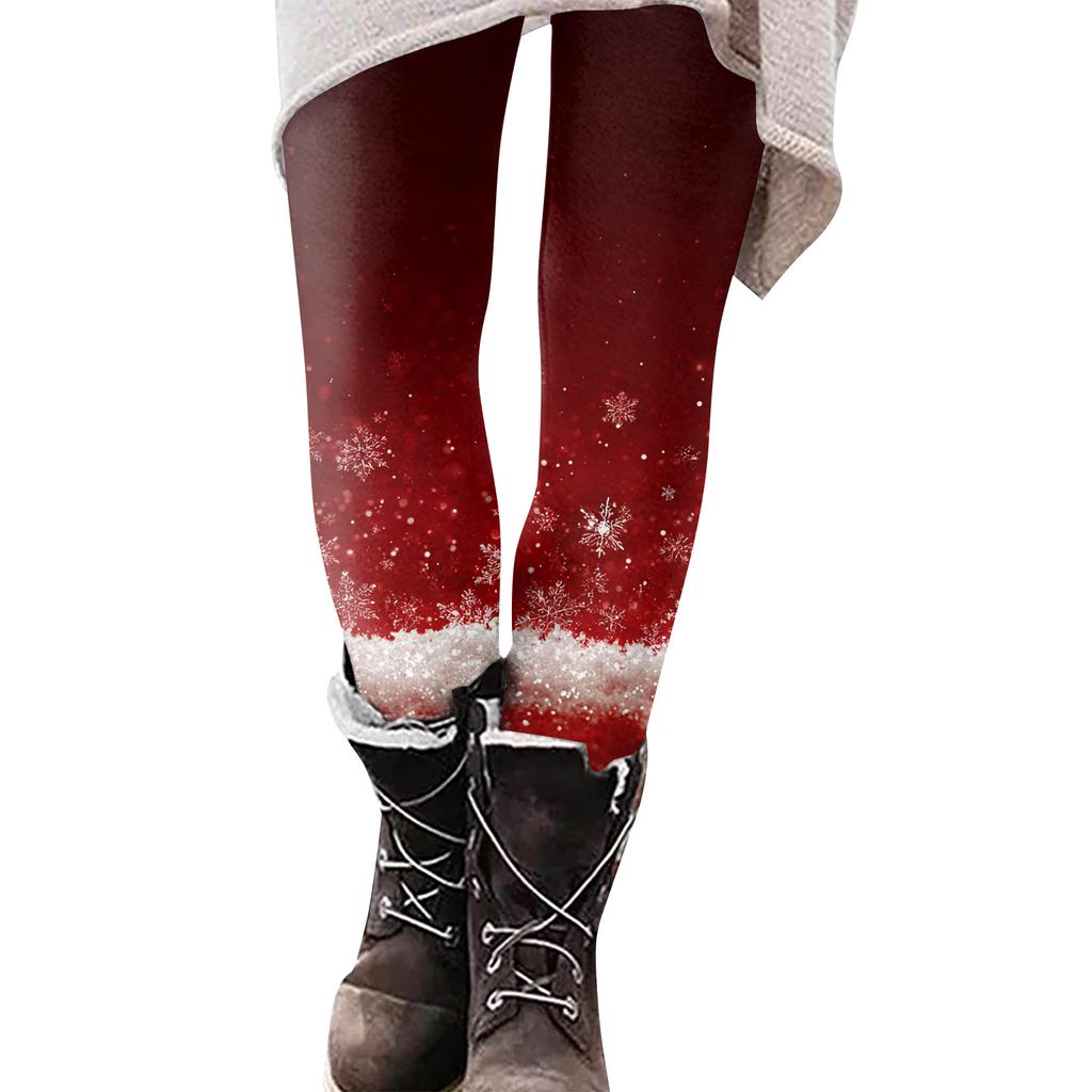 Женские рождественские облегающие эластичные повседневные брюки для йоги